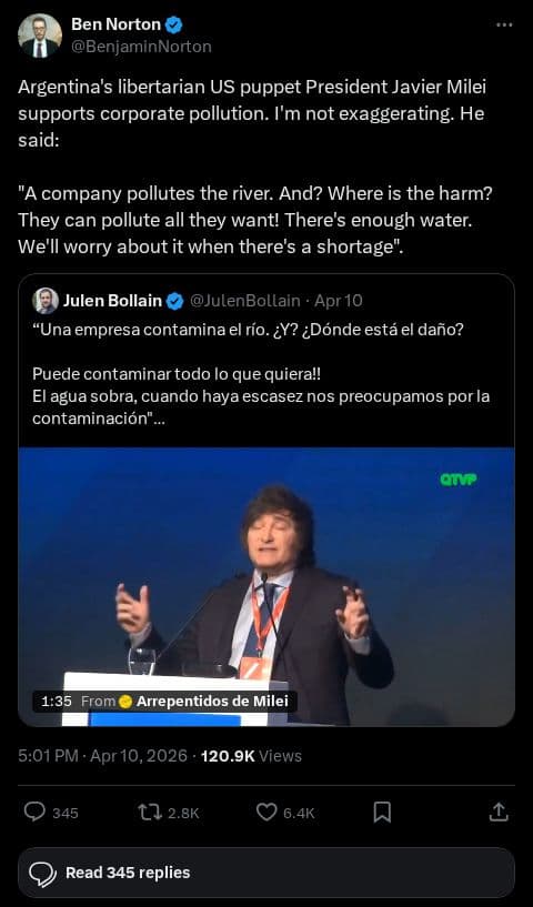 Screenshot of X post: Can a Leader Really Say "Pollute All You Want"?